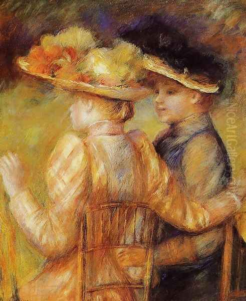 Two Women In A Garden Oil Painting by Pierre Auguste Renoir