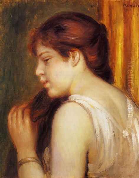 Young Girl Combing Her Hair Oil Painting by Pierre Auguste Renoir