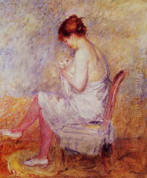 Woman In A Chemise Oil Painting by Pierre Auguste Renoir