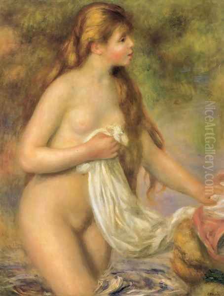 Bather with Long Hair Oil Painting by Pierre Auguste Renoir