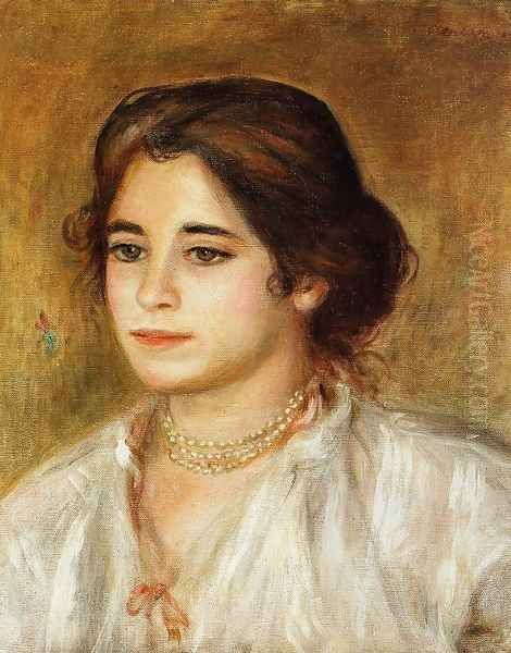 Gabrielle Wearing A Necklace Oil Painting by Pierre Auguste Renoir