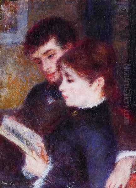 Reading Couple Aka Edmond Renoir And Marguerite Legrand Oil Painting by Pierre Auguste Renoir