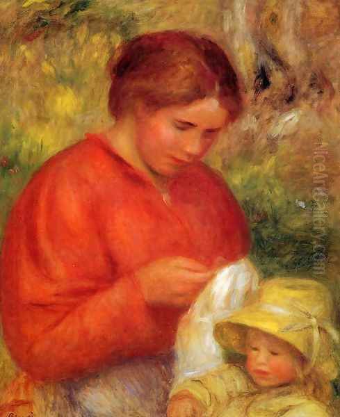 Woman And Child Oil Painting by Pierre Auguste Renoir