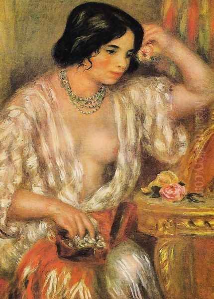 Gabrielle Wearing Jewelry Oil Painting by Pierre Auguste Renoir