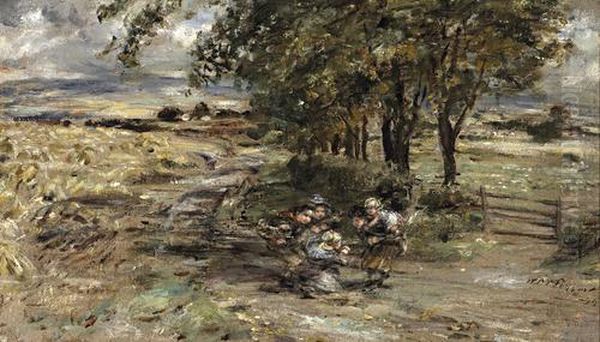 A Wet Harvest Day Oil Painting by William McTaggart