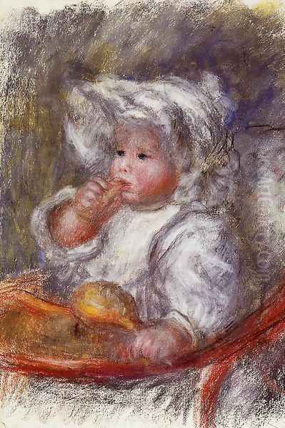 Jean Renoir In A Chair Aka Child With A Biscuit Oil Painting by Pierre Auguste Renoir