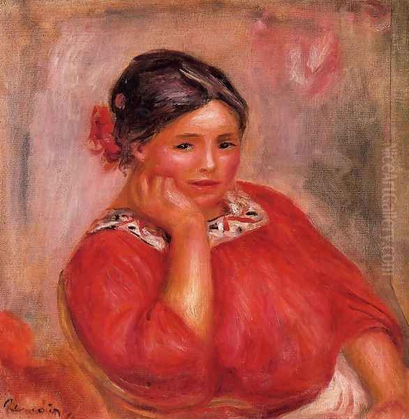 Gabrielle In A Red Blouse2 Oil Painting by Pierre Auguste Renoir