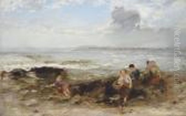 Gathering Shells Oil Painting by William McTaggart