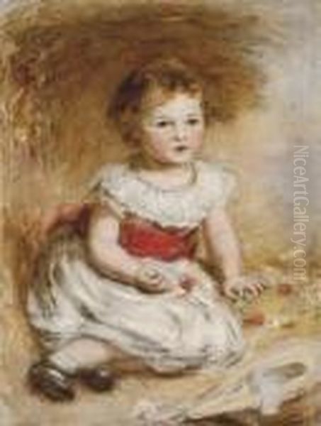 Portrait Of A Young Girl In A Red Sash Oil Painting by William McTaggart