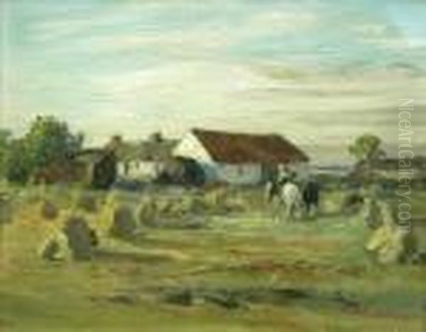 A Harvestedfield Oil Painting by William McTaggart