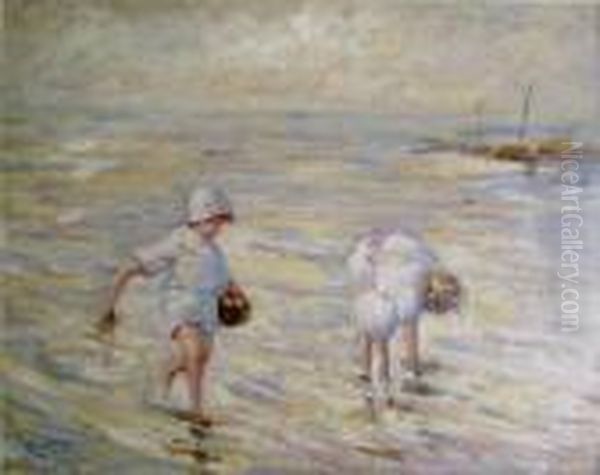 Rsa , 'children On A Beach' Oil Painting by William McTaggart