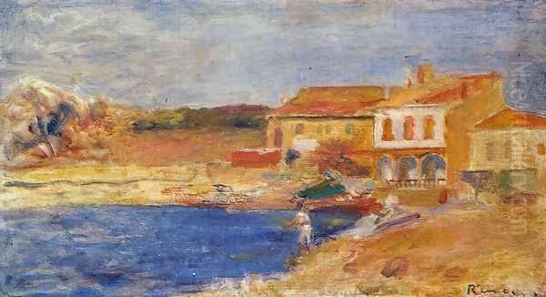 Houses By The Sea Oil Painting by Pierre Auguste Renoir