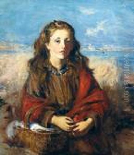 Through The Barley A Portrait Of Maggie Macmillan Oil Painting by William McTaggart