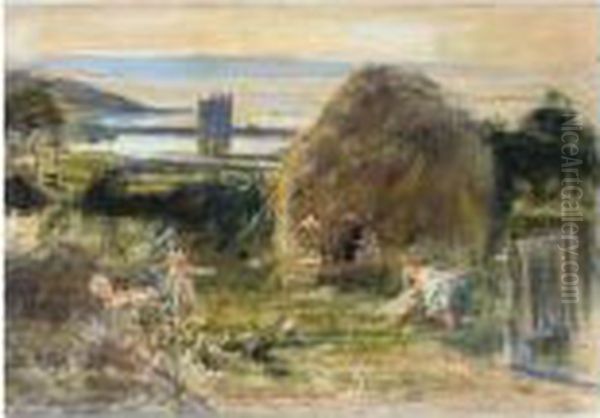 Playing In The Hay Oil Painting by William McTaggart