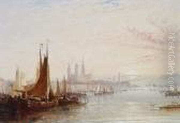 Rouen On The Seine - Morning Oil Painting by Arthur Joseph Meadows