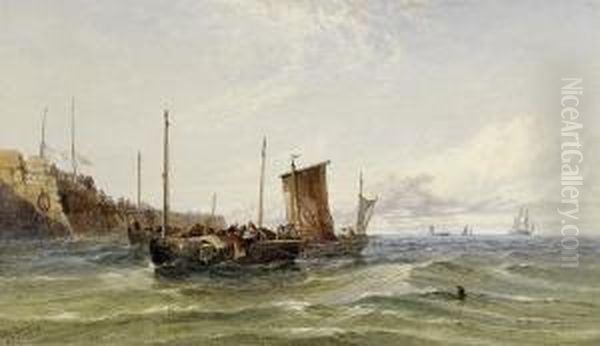 Fishermen Returning Home Oil Painting by Arthur Joseph Meadows