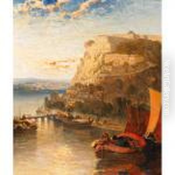 Lake Ehrinbrutstein; Lake Garda Oil Painting by Arthur Joseph Meadows