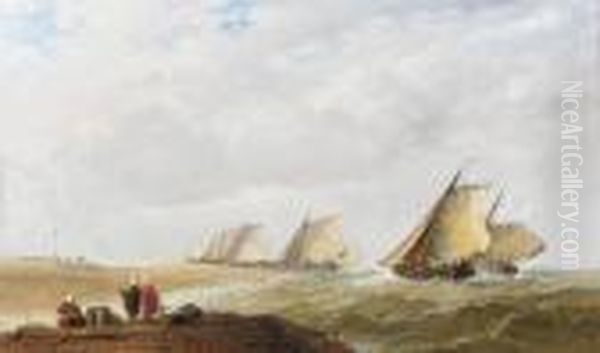 Arrival Of The Fishing Fleet Oil Painting by Arthur Joseph Meadows