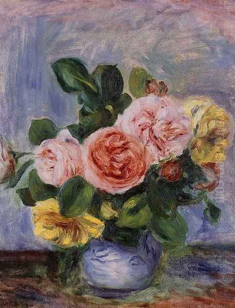 Roses In A Vase2 Oil Painting by Pierre Auguste Renoir