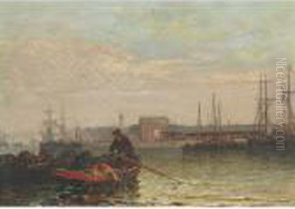 Lobster Fishers, Yarmouth, Morning Oil Painting by Arthur Joseph Meadows