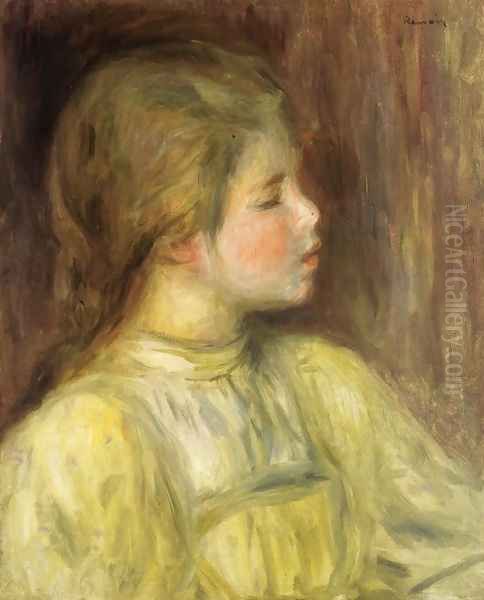 Womans Head The Thinker Oil Painting by Pierre Auguste Renoir