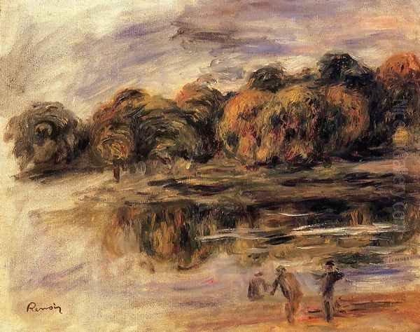 Fishermen By A Lake Oil Painting by Pierre Auguste Renoir