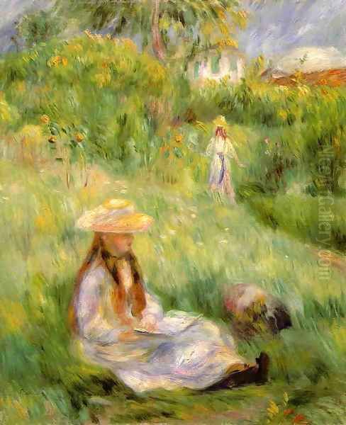 Young Girl In The Garden At Mezy Oil Painting by Pierre Auguste Renoir