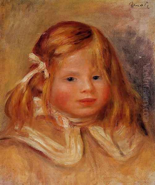 Coco In A Red Ribbon Oil Painting by Pierre Auguste Renoir