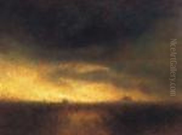 Landscape At Dusk Oil Painting by Laszlo Mednyanszky