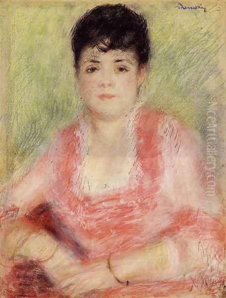 Portrait Of A Woman In A Red Dress Oil Painting by Pierre Auguste Renoir