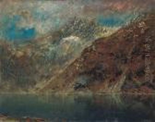 Tatra Landscape With A Tarn Oil Painting by Laszlo Mednyanszky