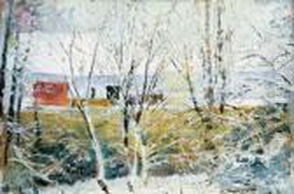 Winter Landscape (first Snow) Oil Painting by Laszlo Mednyanszky