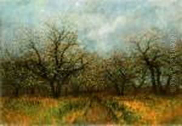 Blooming Trees Oil Painting by Laszlo Mednyanszky