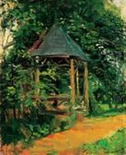 Garden Scene (arbor) Oil Painting by Laszlo Mednyanszky