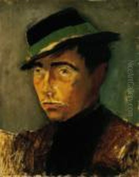 Boy In A Hat Oil Painting by Laszlo Mednyanszky