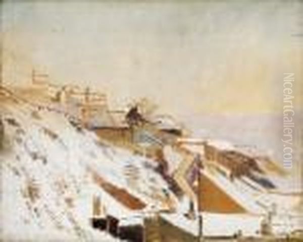 The Snow-covered Taban Lit By The Setting Sun Oil Painting by Laszlo Mednyanszky