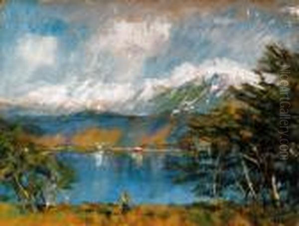 Landscape In The Tatra Mountains Oil Painting by Laszlo Mednyanszky