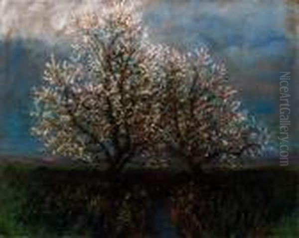 Blossoming Trees Oil Painting by Laszlo Mednyanszky