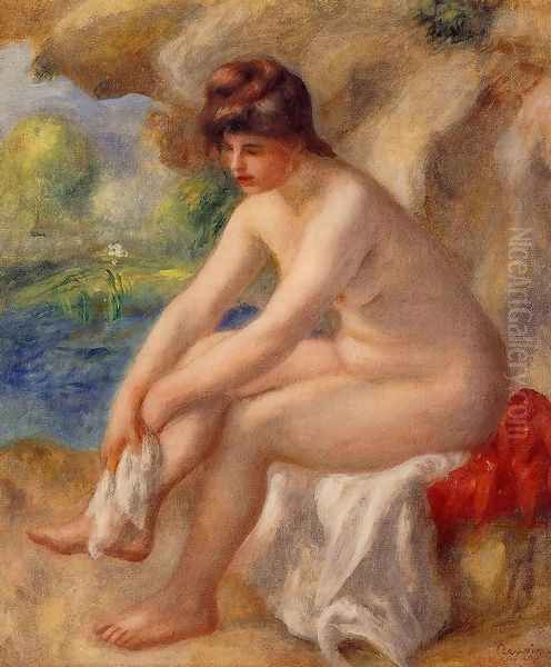 Leaving The Bath Oil Painting by Pierre Auguste Renoir