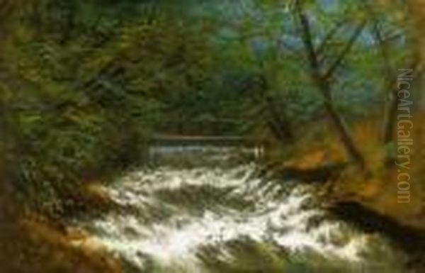 Brawling Brook With A Bridge Oil Painting by Laszlo Mednyanszky