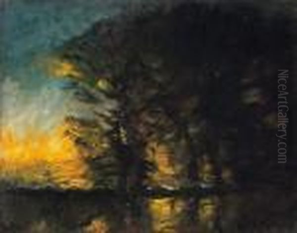 Twilight Among The Trees Oil Painting by Laszlo Mednyanszky