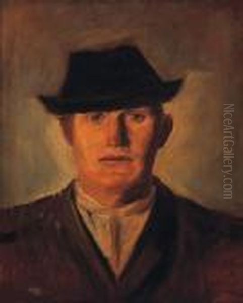 Man In A Hat Oil Painting by Laszlo Mednyanszky