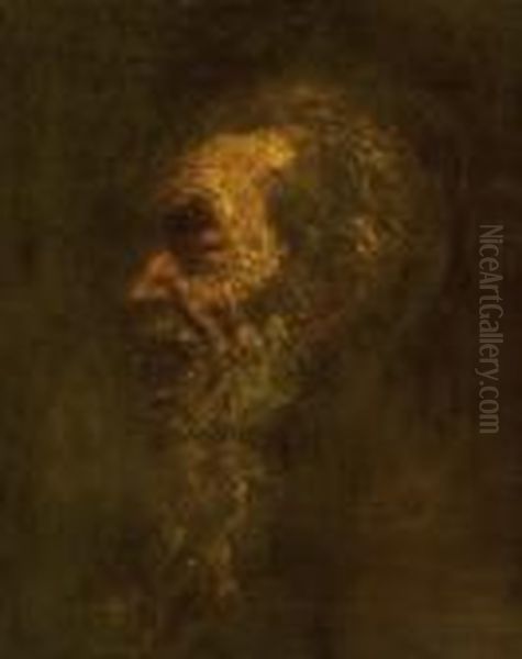 Portrait Of An Old Man Oil Painting by Laszlo Mednyanszky