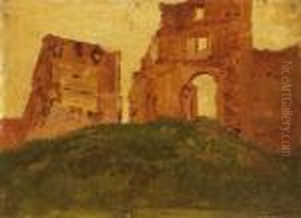 Ruins Of The Castle Of Becko Oil Painting by Laszlo Mednyanszky