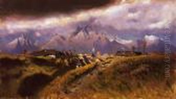 Landscape Of Mountains Oil Painting by Laszlo Mednyanszky