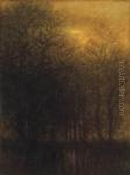 Autumn Lights Oil Painting by Laszlo Mednyanszky