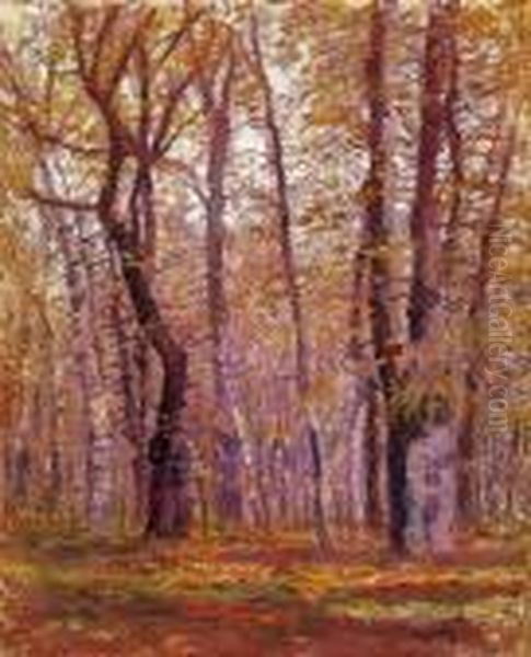 Autumn Forest Oil Painting by Laszlo Mednyanszky