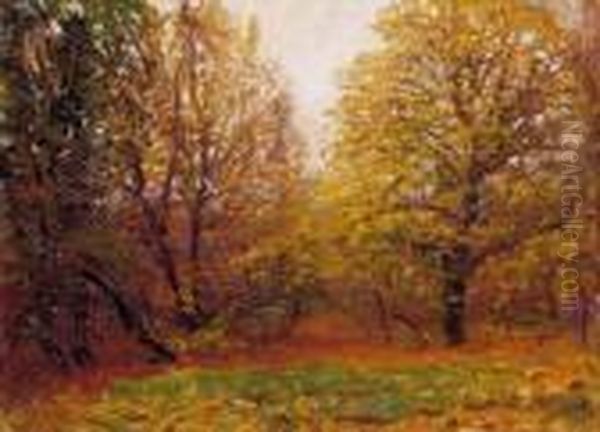 Early Autumn In The Gardens Oil Painting by Laszlo Mednyanszky