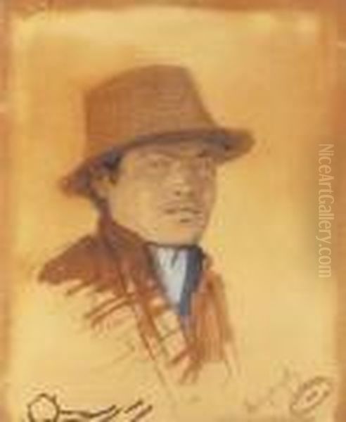 Boy In A Hat Oil Painting by Laszlo Mednyanszky