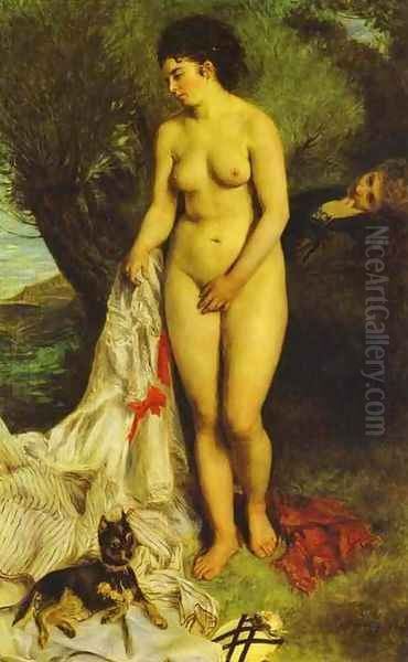 Bather (La Baigneuse au griffon) Oil Painting by Pierre Auguste Renoir